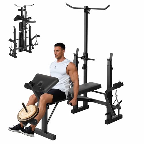 Multifunktional Hantelbank Klappbar Verstellbar Hantelbank Set Mit Beincurler Haushalt Fitnessgeräter Für Kniebeuge Bankdrücken Rumpfbeuge Training Bank Neigen Beinbeuger Für Zuhause