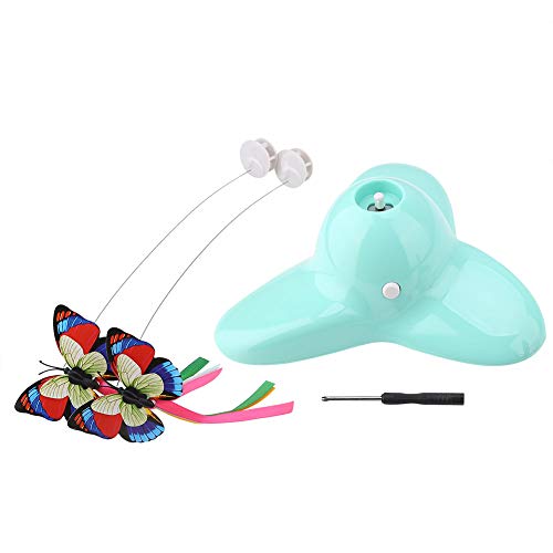 Gavigain Katzen -Tease -Spielzeug rotierende Luminous Butterfly Electric 360 Rotary -Katzenteaser für interaktive Spielzeitgrün -Abs -Material