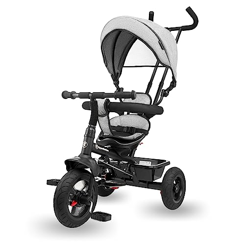 HyperMotion Kinderdreirad ab 1 Jahr bis 20 kg Kinderfahrräder 1-4 Jahre Kleinkinderfahrrad mit Push-Lenker Fahrrad Baby Kleinkinder Dreirad Elterngriff erstes Fahrrad Grau