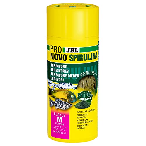 JBL PRONOVO SPIRULINA FLAKES Grünfutter für alle Aquarienfische von 8-20 cm Fischfutter-Flocken Größe M 250 ml