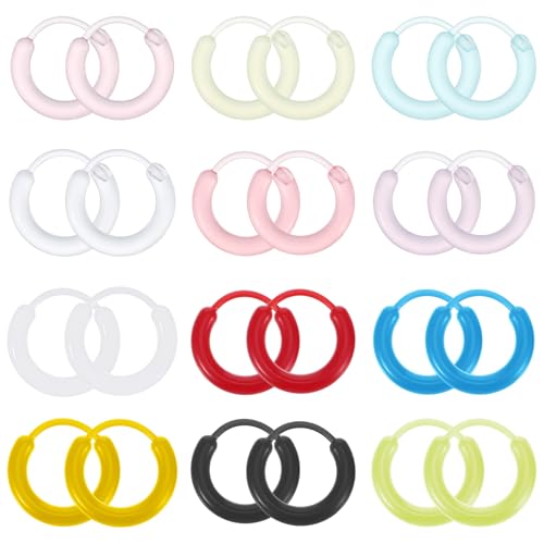 12 Paar Harz Piercings Knorpel Bunte Hypoallergene Hoop Earrings Knorpel Nasenringe Herren Klein Ohrstecker für Empfindliche Ohren