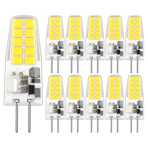 LUTW G4 LED Kaltweiß AC DC 12V 2W G4 LED Lampen Ersetzt für 20W Halogenlampen 6000K 200LM Stiftsockellampe G 4 Glühbirnen Nicht Dimmbar Kein Flackern 10er Pack
