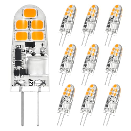 I-SHUNFA G4 Led Lampen Warmweiß 2700K 1.2W LED Birnen 12V Ersatz für 10W-15W Halogenlampen Nicht Dimmbar Klein LED Glühbirnen für Dunstabzugshaube Küche 10 Pack