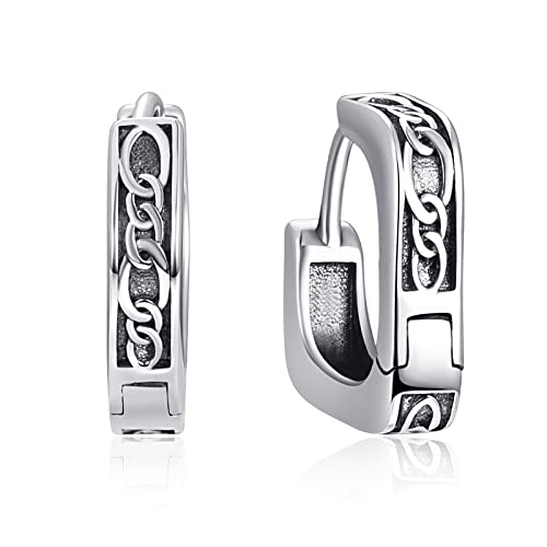 KINGWHYTE Unisex Creolen 925 Sterling Silber Keltischer Knoten Schwarze Ohrringe Schläfer Ohrringe Geburtstag Geschenke für Männer Frauen