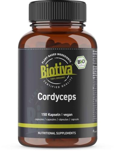 Cordyceps Kapseln Bio - 150 Stück - 100% Bio - Kernkeulen - Schlauchpilz - Vitalpilz - vegan - ohne Zusatzstoffe - abgefüllt und zertifiziert in Deutschland