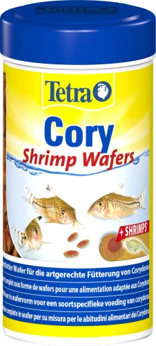 Tetra Cory ShrimpWafers - Fischfutter für am Boden fressende Fische mit 10 % Shrimps 250 ml Dose