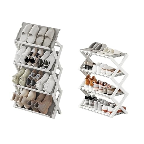 Schuhregal für Kinder mit 4 Ebenen vertikal faltbar platzsparende Aufbewahrungslösung für Eingangstür 92 cm Höhe