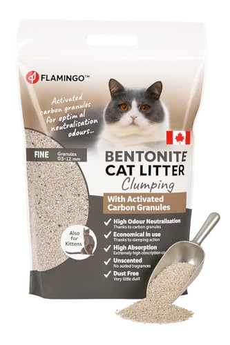 Flamingo   klumpstreu   extra feiner Körnung   12L 12KG für Wochen   Herkunft Kanada   auch für Kätzchen   natürlich duftfrei   Ideal für 1 oder mehrere Katzen