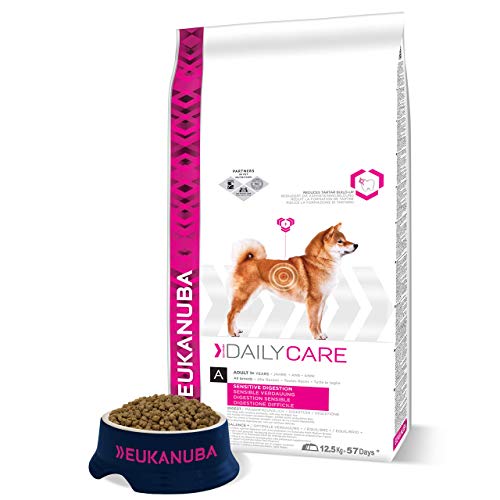 Eukanuba Daily Care Sensitive Digestion Hundefutter - Trockenfutter für Hunde mit sensibler Verdauung Magenfreundlich mit leicht verdaulichem Reis 12 5 kg