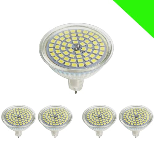 MR16 GU5.3 LED Lampen 3W Kaltweiß 6000K 300LM-320LM LED Spot 12V AC DC CRI 85 120 Abstrahwinkel Leuchtmittel Reflektorlampe Spot Birnen Glas 60 SMD 2835 Strahlerlampen Tageslicht 5 Stück