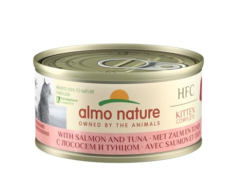 Almo Nature HFC Katzennassfutter komplett für Kätzchen mit Lachs Thunfisch 24 Dosen 70 g