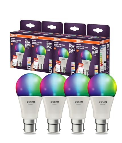 OSRAM SMART LED Lampe A60 Kolbenform B22D 9W ZigBee 3.0 RGBW 16 Mio. Farben dimmbar App Steuerung Alexa