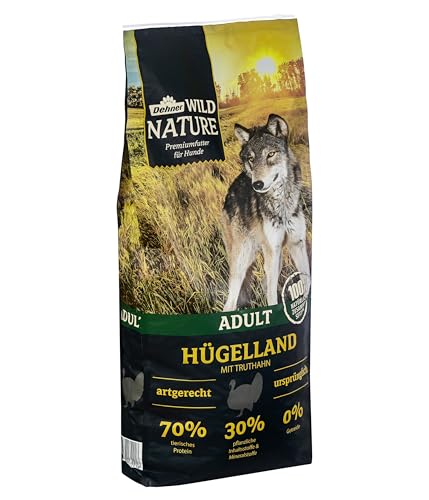Dehner Wild Nature Hundefutter Hügelland Trockenfutter getreidefrei für ausgewachsene Hunde Truthahn 12 kg