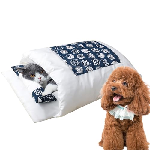 Katzenschlafsack Kuschelsack für Katzen Baumwolle keine Verformung abnehmbare und waschbare Schlafzone Kuschelhöhle für Welpen und Kätzchen Kissen wärmendes gemütliches Bett
