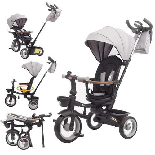 Twinly   Evolutionäres für Babys Sami faltbar drehbarem Sitz um 360 Grad drehbar 2 Jahre Kinderwagen Lauflernspielzeug 1 5 Jahre oder 25kg Licht ausziehbares Verdeck Grey