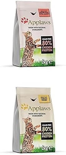 Bundle of Applaws Chicken and Salmon Adult Cats Dry Food 2 Kg Chicken for Adult and Mature Cats Natural and Complete 1 x 2 kg Pack