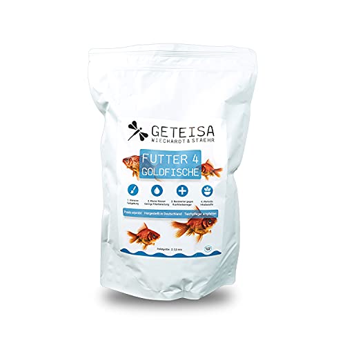 GETEISA Premium Goldfischfutter 1 kg - Hochwertige 2 5mm Teichpellets für Goldfische Reich an Isländischem Fischmehl Spirulina Astaxanthin Förderung von Farbe Gesundheit Made in Germany