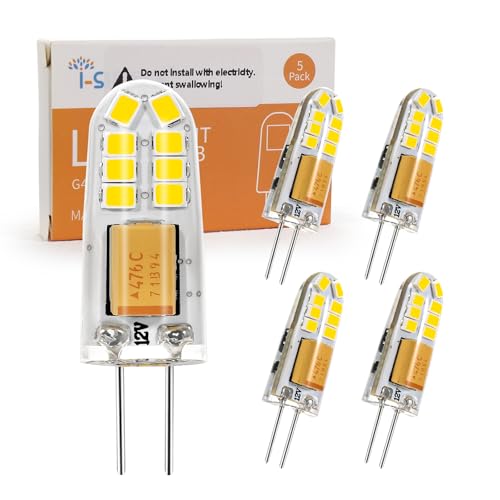 I-SHUNFA G4 LED Lampen 1.2W 140 Lumen Kaltweiß 6000K AC DC 12V LED Glühbirne Ersatz g4 15w Halogen Leuchtmittel für Schlafzimmer Unterbauleuchten Esszimmer Büro 5er Pack