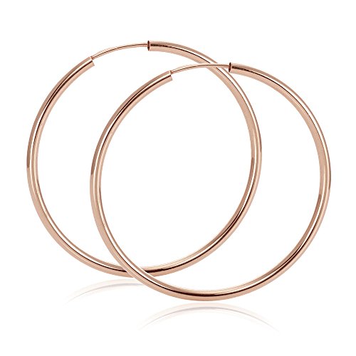 MATERIA Riesen Creolen Rosegold Damen gross I Frauen Mädchen Ohrringe Silber 925 Creole rose rot gold vergoldet XXL 58mm dünn SO-365
