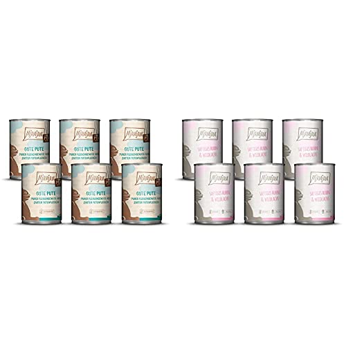 MjAMjAM - Premium Nassfutter für Katzen - purer Fleischgenuss - Gute Pute pur 6er Pack 6 x 400 g Premium Nassfutter für Katzen - saftiges Huhn und wildlachs 6er Pack 6 x 400 g
