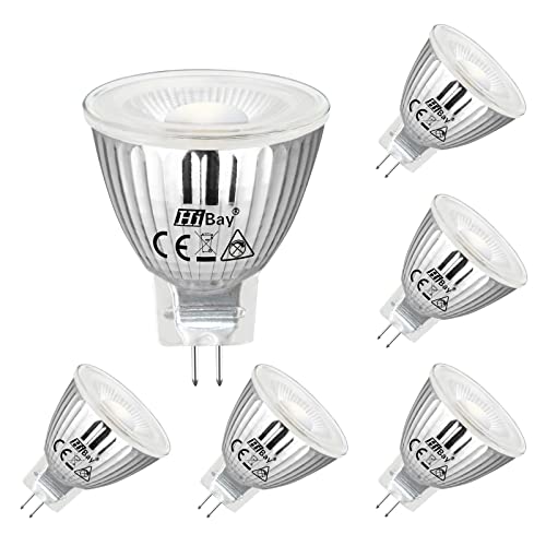 HiBay MR11 GU4 LED Lampe Neutralweiß 5W ersetzt 45W Glühlampe LED Leuchtmittel Spot Gluehbirne Strahler Leuchte 400LM 4500K 38 AC DC 12V 35x42mm 6er Pack