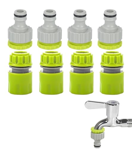 T TAKONE Gartenschlauch Adapter 3 4 Zoll auf 1 2 Zoll Set mit 4X 2-in-1 Hahnverbinder 4X 1 2 Zoll Kupplung Kunststoff Verbindungen für Garten Bewässerung Kompatibel mit Gardena
