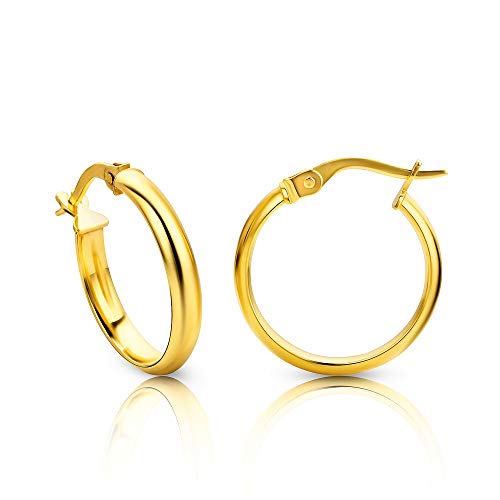 OROVI Ohrringe Gold- 14 karat 585 Gelbgold Goldene Creolen Damen Creolen Gold 18.5 mm Hypoallergene goldene Ohrringe Schmuck Damen Goldschmuck hergestellt in Italien- inkl. edler Schmuckbox