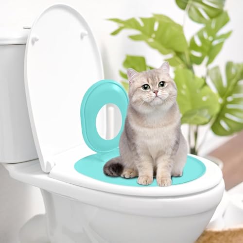 Trainingssystem zum Eingewöhnen Ihrer Katze an das Katzen WC-Sitz Toiletten Training System Katzentoilette Katzenklo 39 x 36.5 cm Toilettensitz mit Saugnapf HyAgienischem Ablauf Color A
