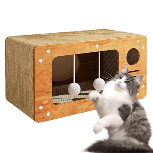 Farmhouse Cardboard Cat House-2-in-1-Kratzer-Bett Lounge Wellblech Für Katzen Ruhe- Und Spielhaus Langlebige Katzenmöbel Zum Kratzen Eine Bequeme Katzenlounge Und Das Bett