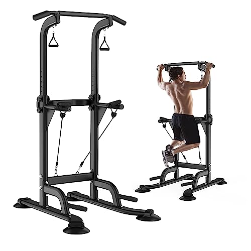 Leiblsufo Klimmzug- und Dip-Station Dip-Ständer Power-Tower verstellbare Höhe Krafttraining Fitness Workout-Station geeignet für Jugendliche Frauen Männer