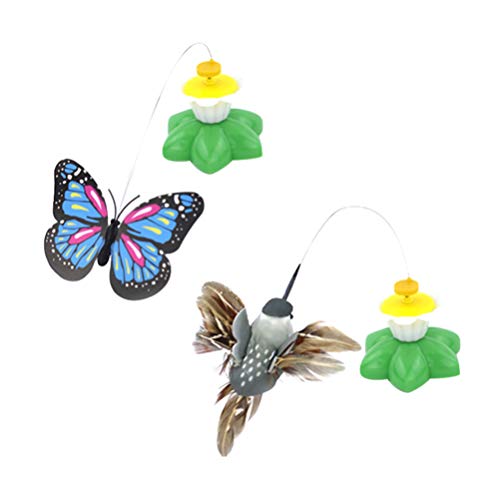 POPETPOP 2stücke Elektrisches Katzenspielzeug Mit Automatisch Rotierenden Flügeln Interaktives Spielzeug Für Katzen Mit Bunten Schmetterlingen Und Hummingbirds Batterie-frei Fördert Und