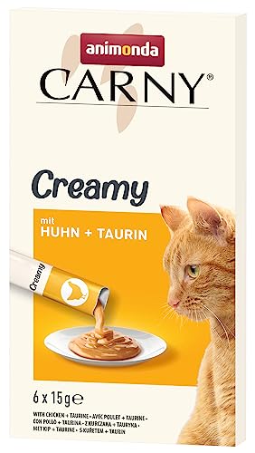  Carny Creamy   Premium Katzensnack für anspruchsvolle Feinschmecker   Leckere Leckerlis zartem Huhn und wertvollem Taurin in praktischen Frischebeuteln   6x 15 g
