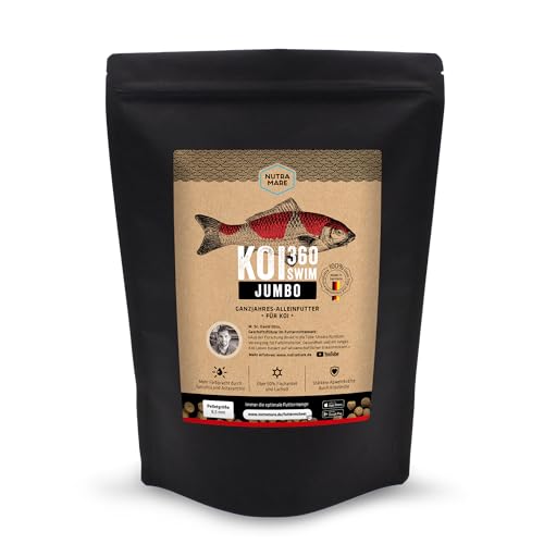 Nutramare Koi360 Jumbo Swim Schwimmendes Koifutter für große Koi ab 60 cm 8 5 mm Pellets mit Spirulina Astaxanthin zur Farbverstärkung 1 2 kg