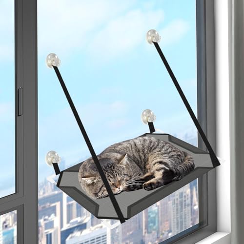Katzen hängematte fensters Katzen Fensterliege mit 4 Saugnapf Verstärkte Katzenhängematte Hängebett für Haustiere Fensterplätze Hängematte Für Große Katze in Innenräumen