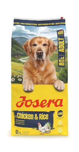 JOSERA Adult Large Huhn Reis 1 x 12 5 kg Premium Trockenfutter für ausgewachsene Hunde großer Rassen mit Lachsöl glutenfrei wertvolle Fettsäuren XL-Kroketten gegen Schlingen 1er Pack