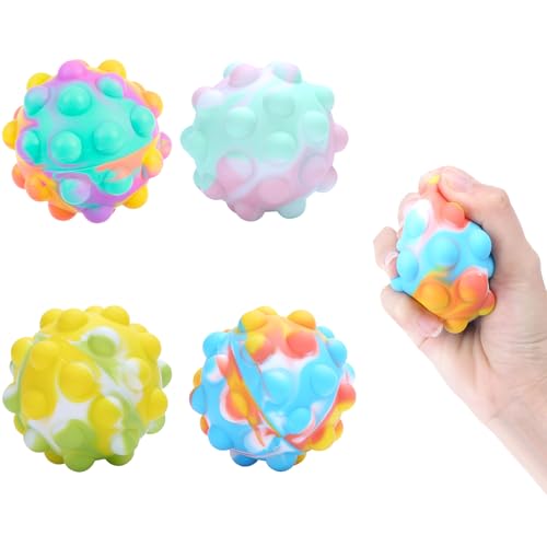 Wekuw Stressbälle 4 Stück Antistressball it Ball Popit Anti Bälle Sensory Toy Stressball zum Kneten Anti für und 4 Farben