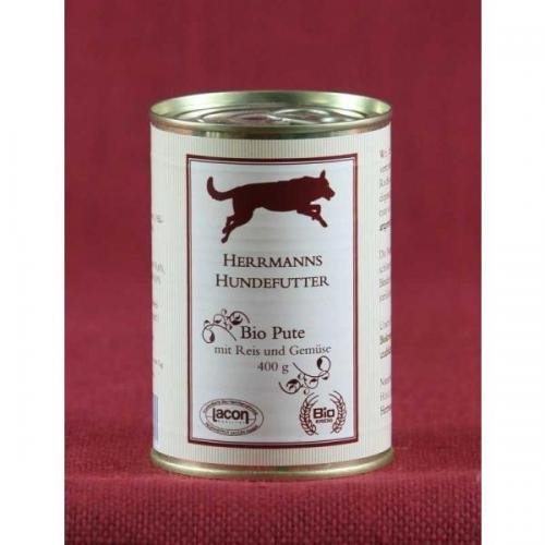 12 x Herrmanns Bio Pute mit Reis und Gemüse 400g Nassfutter Hundefutter