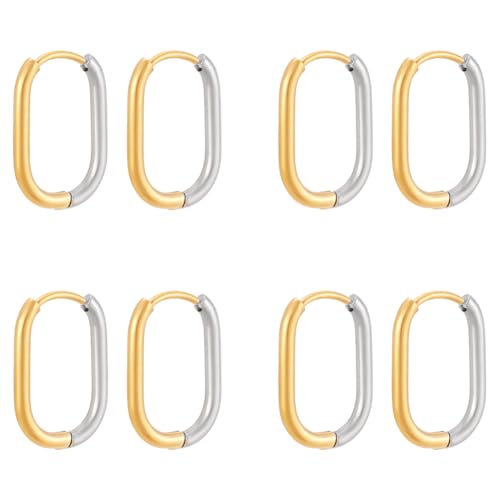 UNICRAFTALE 4 Paar Zweifarbige Aus Edelstahl Huggie Creolens Für 18.5mm Lange Endlos Metall Endlos Huggie Creolens