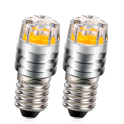 Ruiandsion 2pcs 2W COB 6V E10 LED Upgrade Birne Ersatz für Taschenlampen Taschenlampe Scheinwerfer Scheinwerfer 2700K Gelb