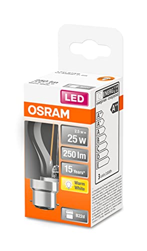 OSRAM LED Star Classic P25 klare Filament in Tropfenform B22d Sockel Warmweiß 2700K Ersatz für herkömmliche 25W-Glühbirnen 1er-Pack