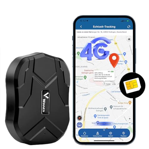 Winnes SIM Karten IP67 wasserdichter Android iOS kompatibel Verstecktes magnetisches Ortungsgerät für Autos Flotten Anhänger erforderlich