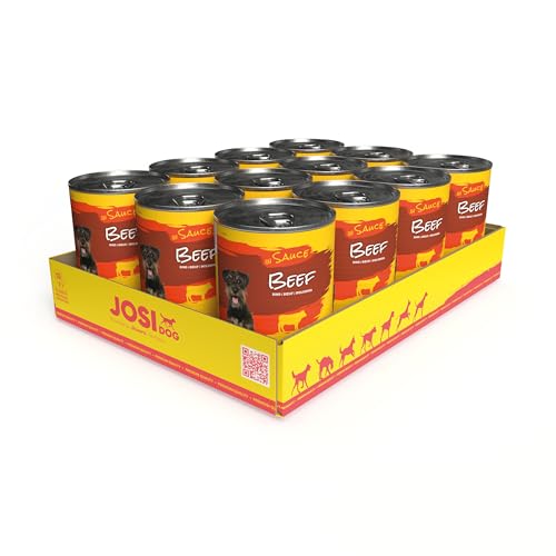 JosiDog Beef Sauce 12x 415g Nassfutter für Rind Sauce Vitamin D3 E Powered by Hundefutter nass Alleinfutter 12er