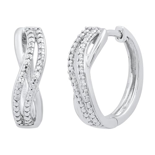 Dazzlingrock Collection Damen-Creolen im Wirbelstil Damen-Ohrringe mit runden Diamantakzenten Sterlingsilber Sterling Silber Diamant-Akzent