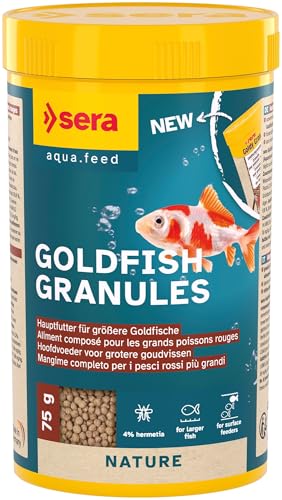 sera Goldy Gran Nature 250 ml 80 g Hauptfutter für Goldfische Kaltwasserfische Mit Insektenmehl Omega-Fettsäuren MOS Ohne Farb- Konservierungsstoffe Formstabil schwimmend