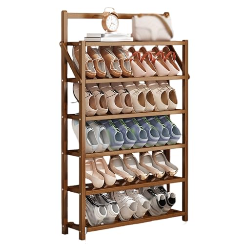 Tragbares Schuhregal aus Bambus schräg platzsparend zusammenklappbar für Schrankeingang und kleine Räume schmales Design 70 x 17 x 120 cm