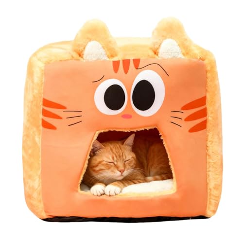 Bett Für Katzen In Nestform - Warmes Plüsch Schlafzelt Weiches Indoor Katzen Schlafhaus Für Wohnzimmer Zuhause Wohnung Bauernhaus Garage Winterwärme