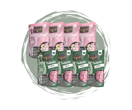 Leonardo Frischebeutel 8x85 g - Katzenfutter - Nassfutter - Multi Bundle - Sparpaket - Pouch - Verschiedene Sorten 4X Geflügel Ei 4X Truthahn pur