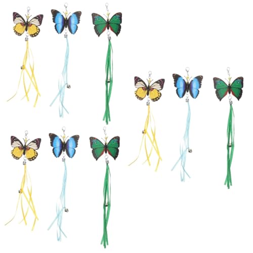 minkissy 9 Pcs Replacement head for cat teaser cat wand attachments butterfly Automatic Cat Toys Refills replacement cats wand toy Cat Toy Wand cat mice toys cat plaything cat mouse pp bite