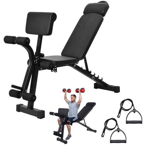 Verstellbare Hantelbank Klappbar Trainingsbank 120KG Last Krafttraining Bänke mit Robustem Stahl Und Schaumstoffmaterial Für Home Gym Ganzkörpertraining Römischer Stuhl Hantelbank Rückentrainer
