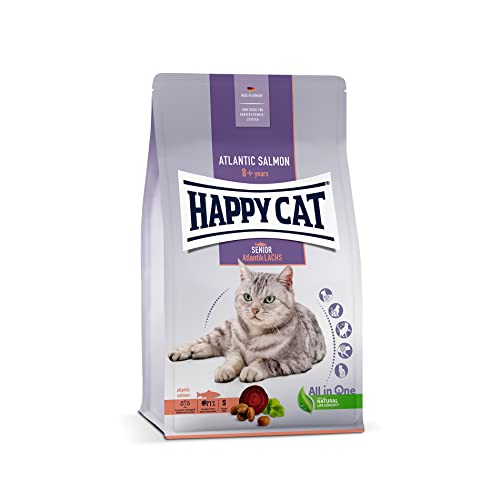 Happy Cat 70612 - Senior Atlantik Lachs - Katzen-Trockenfutter für Katzensenioren ab dem 8. Lebensjahr - 4 kg Inhalt